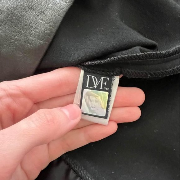 Diane von Furstenberg DVF black jersey leather dress - Picture 7 of 8